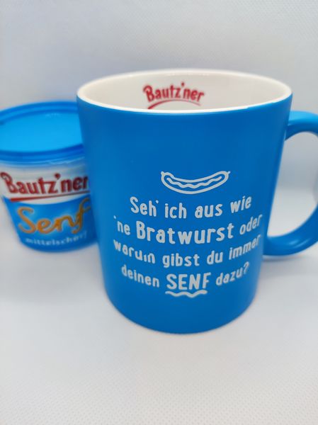 Bautzner Sammeltasse Morgen o. Kaffee ist wie ne Bratwurst o.SENF -incl. Bz Becher