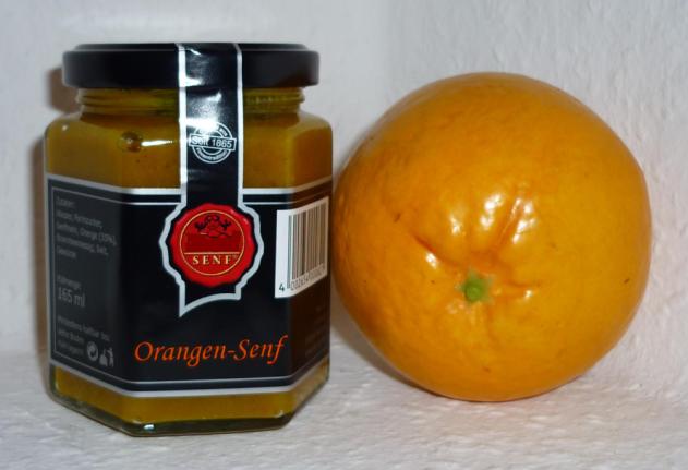 Orangen Ingwer Senf halbgrob 180ml im Glas - Apfelsinen