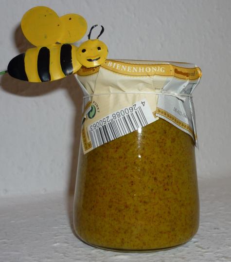 Bio Senf mit Bienenhonig 250ml im versiegelten Tontopf mit Naturkorken