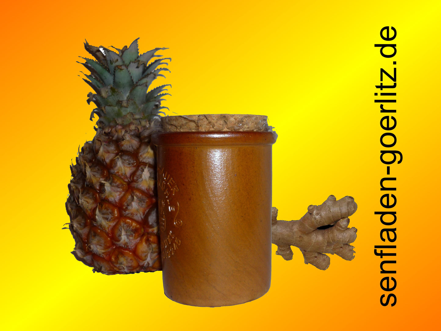 Ingwer Ananas Senf 100ml - Monschau vegan im Tontopf mit Naturkorken