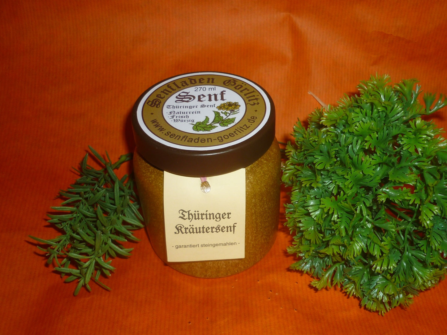 Kräuter Senf 270ml Thüringen rustikaler Tontopf