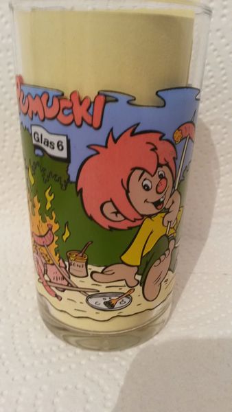 Pumuckl - Lagerfeuer - Senf Sammelglas- Trinkglas