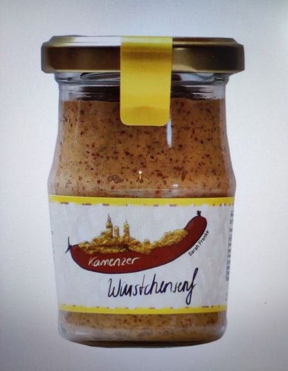 Kamenzer-Würstchen-Senf 200 ml halbgrob HammerMühle Bautzen