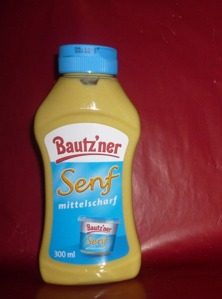 Bautzner Senf 1000 ml  große Quetschflasche vegan mittelscharf