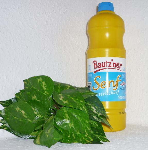 Bautzner Senf 1000 ml  große Quetschflasche vegan mittelscharf