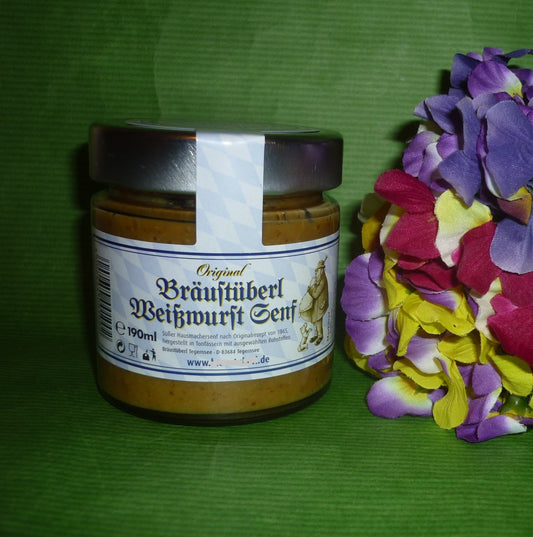 Bräustüberl Weißwurst  Senf halbgrob  180ml im Glas -  bayrisch original