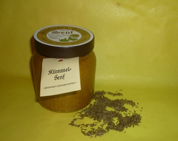 Kümmel Senf 270ml Thüringen - steingemahlen -rustikaler Tontopf