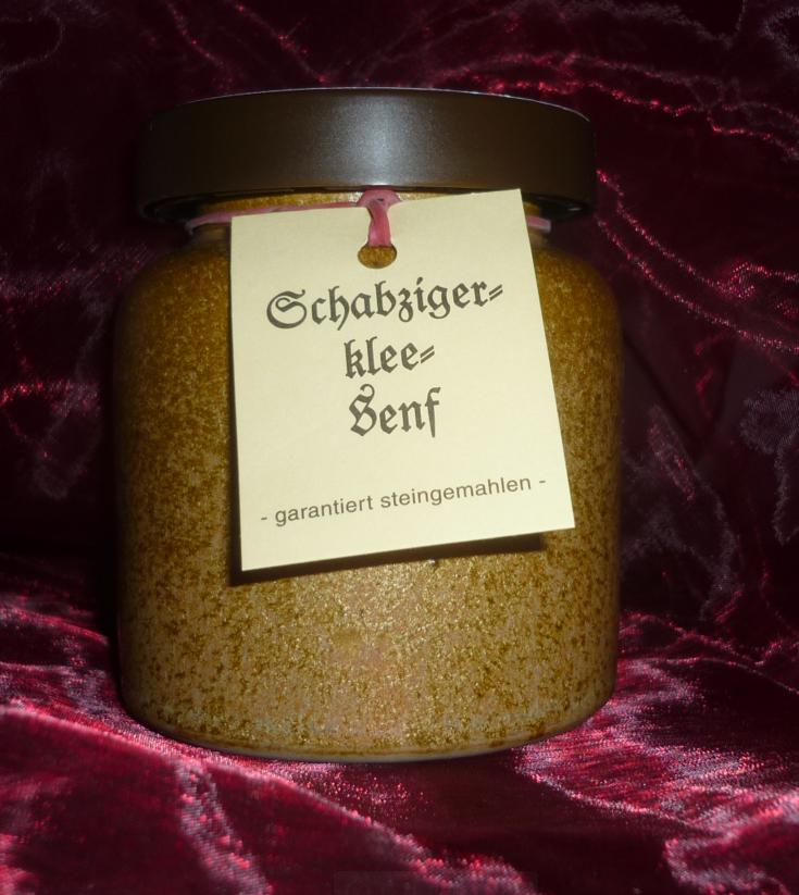 SchabzigerKlee Senf 270ml Thüringen  rustikaler Tontopf