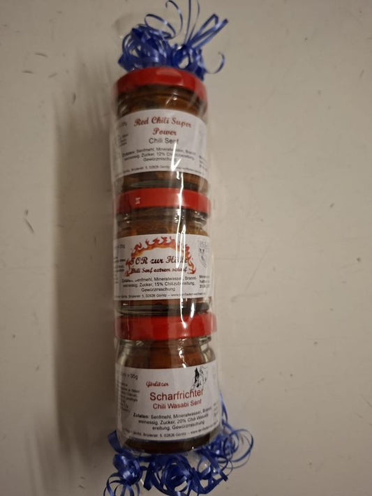 scharfer Dreier   75 ml  Chili Senf in der Rolle