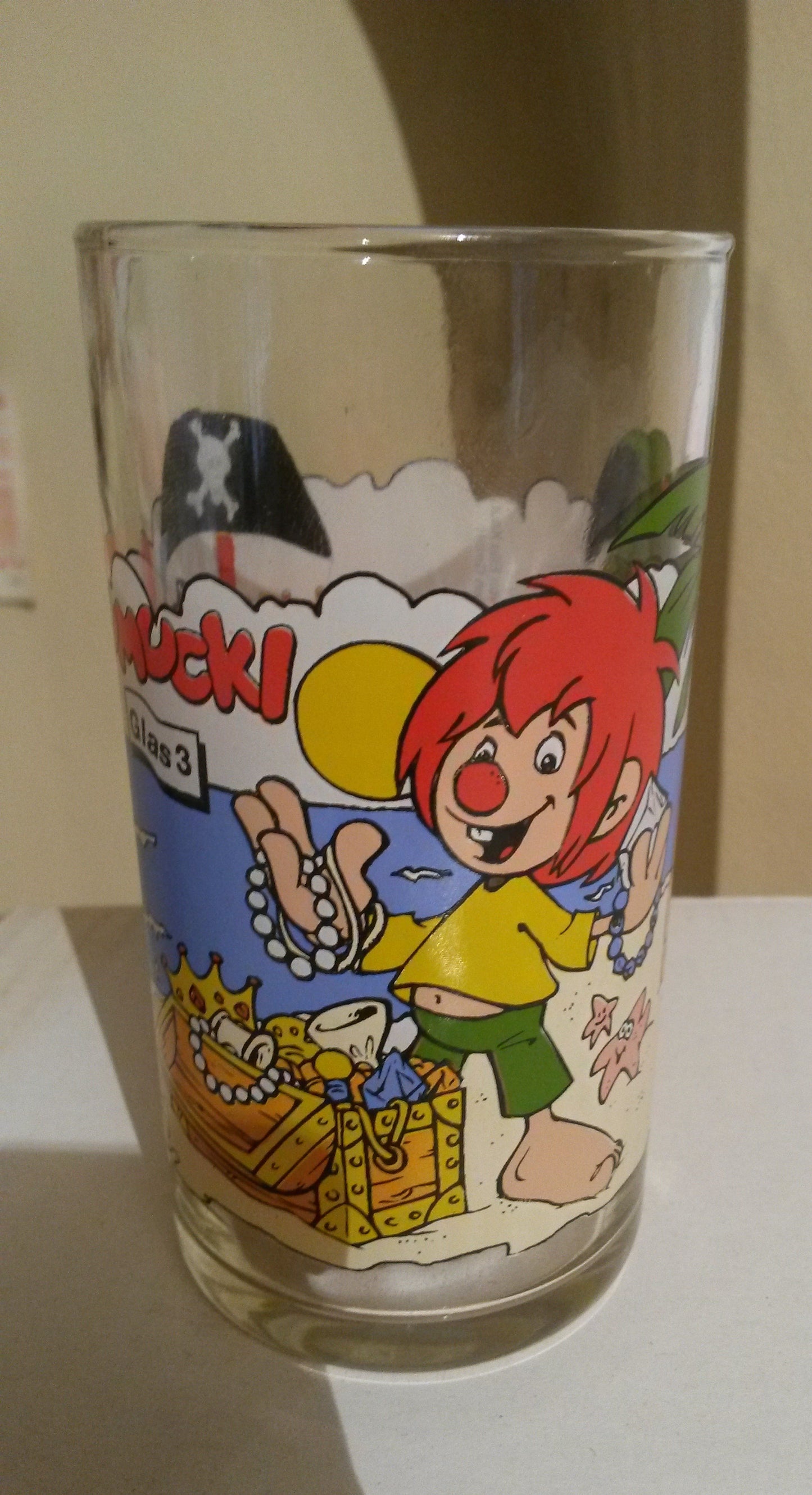 Pumuckl  -  Schatzkiste - Senf Sammelglas- Trinkglas