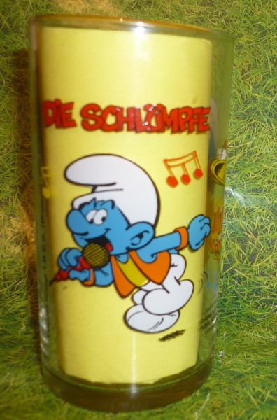 Die Schlümpfe Schlumpf -Schlagzeug- Sammelglas develey Senf