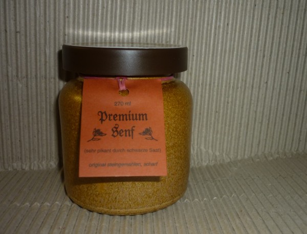 Premium Rustikal Senf (halbgrob) 270ml Thüringen Tontopf