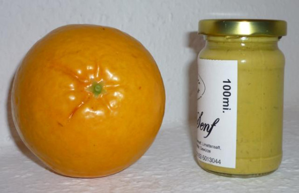 Orangen Senf 180ml fruchtig mit grün.Pfeffer