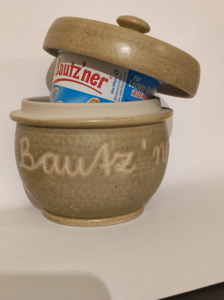 Senftopf grün -Bautzener- Keramik - incl. Bautzner Becher