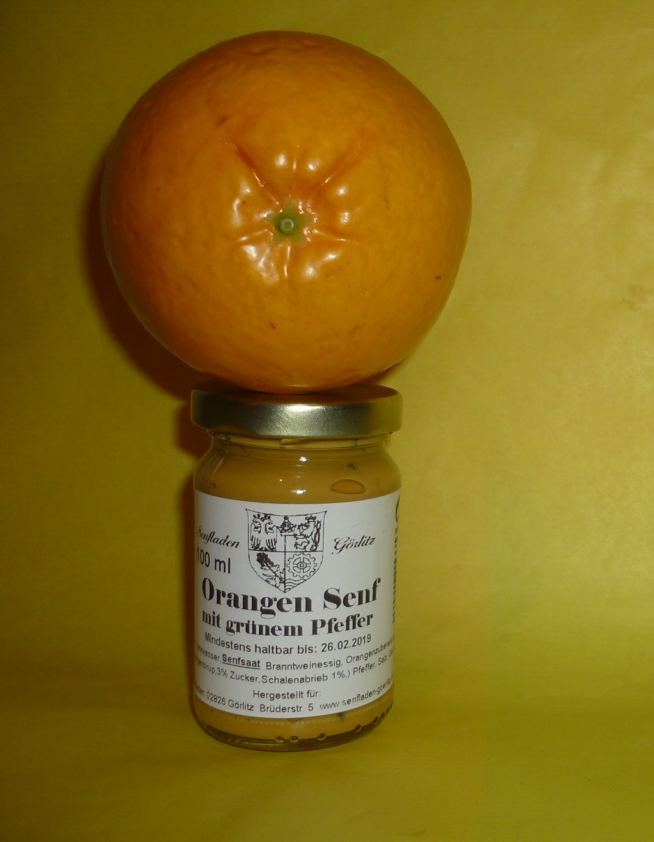 orangen apfelsinen senf pikant mit grünem Pfeffer | Senfladen Sachsen