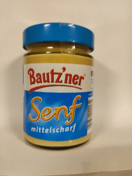 Bautzner NEU mittelscharfer Senf im Glas 250 ml vegan