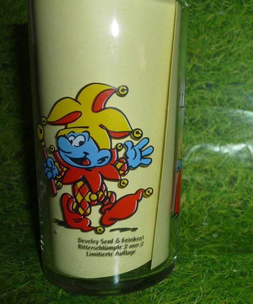 Die Schlümpfe Schlumpf Ritter+ Narr +Schlumpfinchen Sammelglas develey