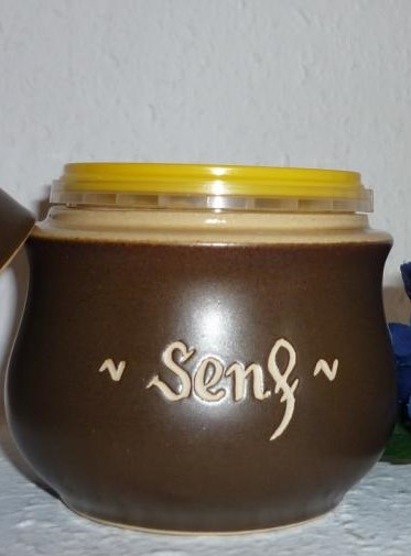 Ersatz Topf Senftopf ohne Deckel - braun, usw versch. Beschriftung
