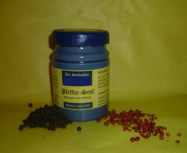 Pfeffer Senf 270ml Thüringen steingemahlen rustikaler Tontopf