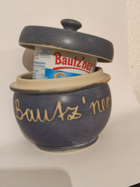 Senftopf blau -Bautzener- Keramik - incl. Bautzner Becher