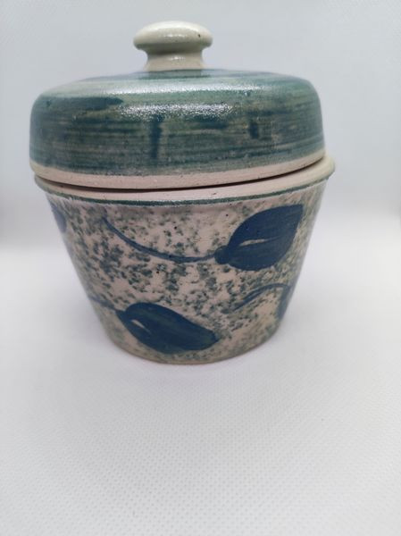 Senftopf - blau -Senfnäppel- Keramik - incl. Bautzner Becher