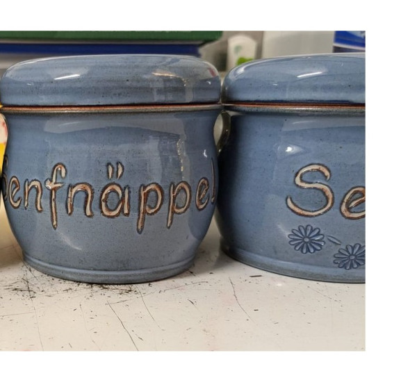 Senftopf grün Senfnäppel -Bautzener- Keramik glänzend- incl. Bautzner Becher