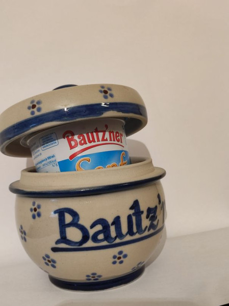 Senftopf blumig -Bautzener- Keramik - incl. Bautzner Becher