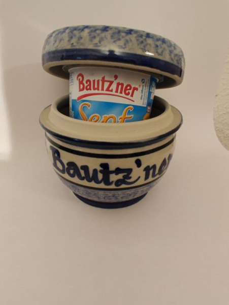 Senftopf bunt -Bautzener- Keramik - incl. Bautzner Becher