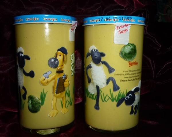 Bautzner Senfglas Shaun das Schaf Picknick Sammelglas