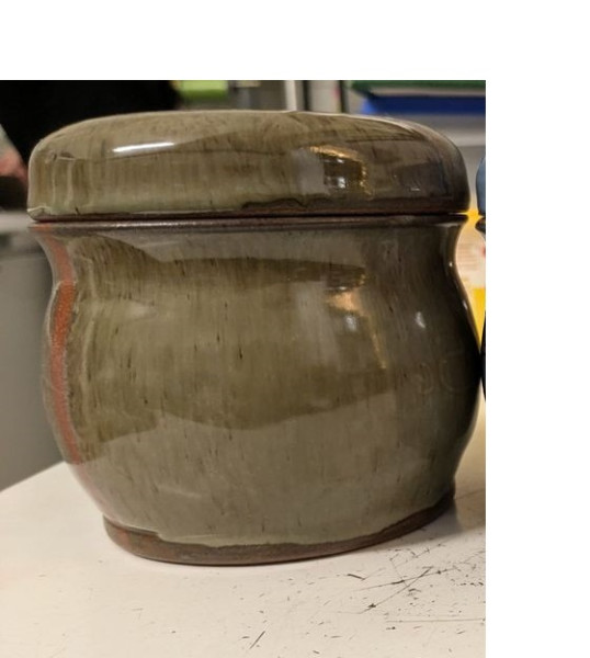 Senftopf grün Senfnäppel -Bautzener- Keramik glänzend- incl. Bautzner Becher