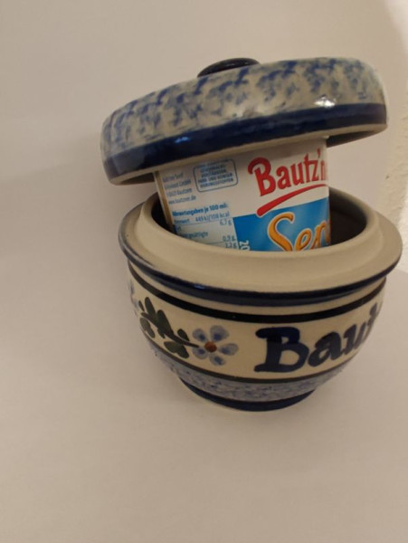 Senftopf bunt -Bautzener- Keramik - incl. Bautzner Becher