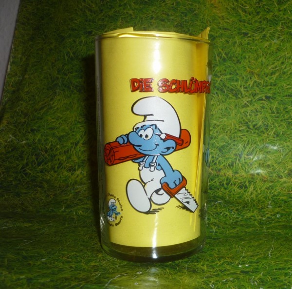 Die Schlümpfe Schlumpf -Bauarbeiter - Handwerker Sammelglas develey